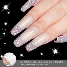 YTD Likomey Reflective Glitter Gel Nail Polish,15ml Light Pink Flash Diamond Disco DJ Shimmer Nail Gel,Sparkly Shiny Soak Off UV Gel Polish Varnish,Salon Home DIY Manicure,SZ008