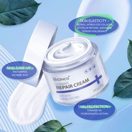 BIONES Ultimate Repair Cream - DMZ Natural Plant Complex Anti-Aging Wrinkle Repair Retinol Cream for Face - Face Moisturizer for Women - 8 Peptides complex, Collagen, Ceramides, Niacinamide - 2.46 oz
