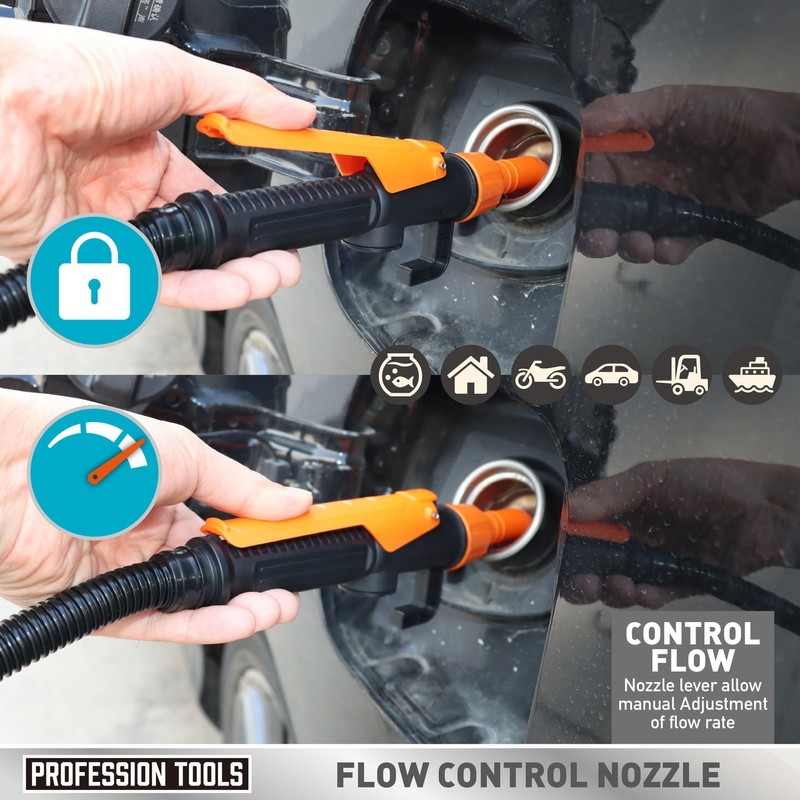 Portable Transfer Pump Battery Operated Electric Siphon Pump, 2.4 GPM