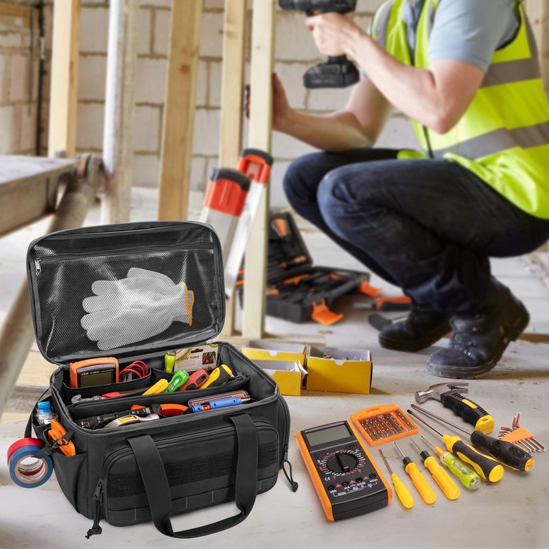 14-Inch Tool Bag with Anti-friction Bottom, Hand Tool Storage Organizer