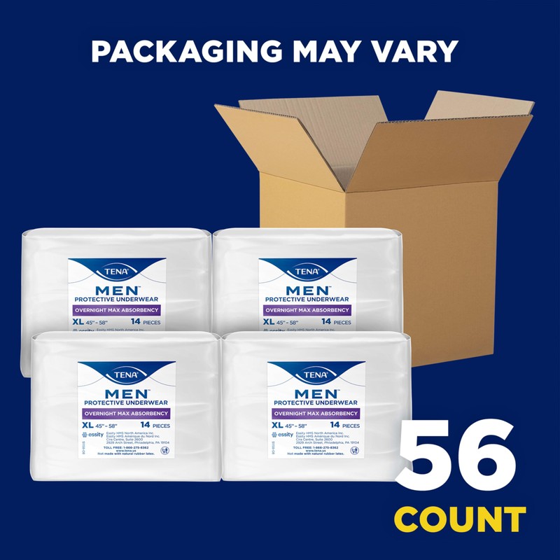 Tena Men Protective Incontinence Underwear for Men, Overnight Max, XL,