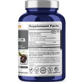 NusaPure Black Maca Root 50:1 Extract, 750 mg Equivalent to 37,500 mg 200 Veggie Per Caps (Vegan, Non-GMO)
