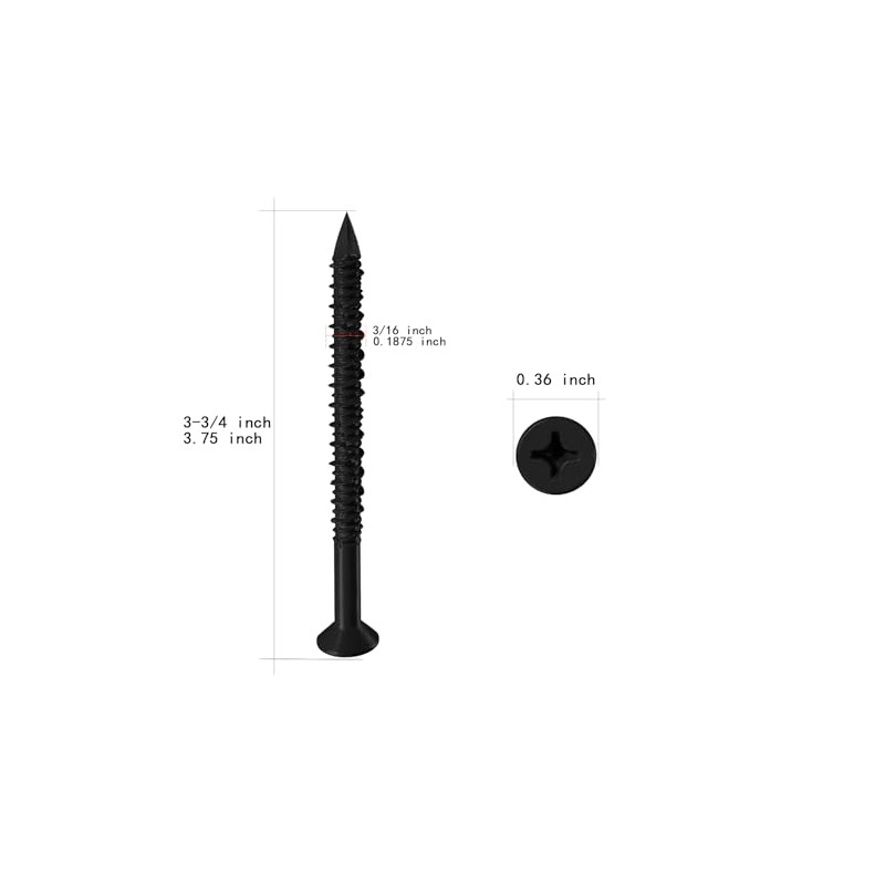 WenSilon(30 PCS) 3/16" x3-3/4 Black Concrete Screw Anchor Black Flat