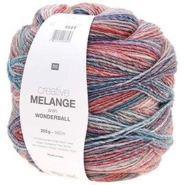 Rico Design Creative Melange Aran Wonderball Colour Gradient Wool Needle Size 5 mm for Knitting or Crocheting, Wool 200 g Ball