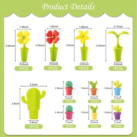 Knana 10Pcs Cactus Flowers Silicone Wine Stoppers Cute Wine Accessories Fun Wine Stopper for Mexican Party Favors Baby Shower Wedding