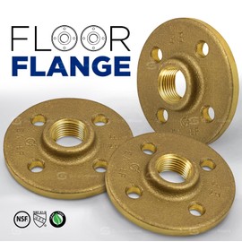 Supply Giant CSGG0034 3/4'' Female NPT Threaded Brass Floor Flange with Holes 125 Lead-Free, Durable, Brass Construction, Higher Corrosion Resistance, Economical & Easy to Install