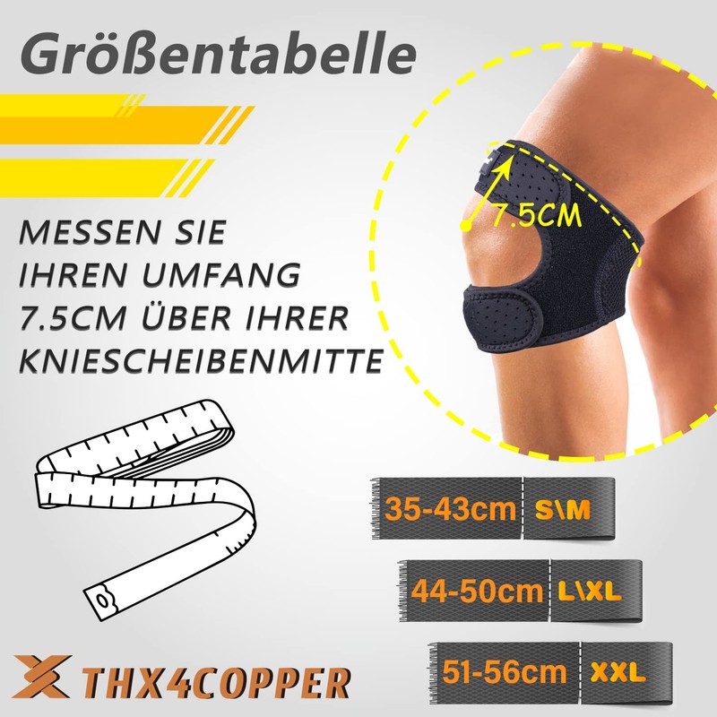 Thx4COPPER Compression Patella Knee Support for Meniscus, Lightweight and Breathable