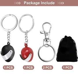 GENSMILE Motorcycle Helmet Keychain Gift for Men - 4 Pack Keychain Gift Ideas for Motorcyclists, Locomotive Accessories, Cool Gadget for Man and Woman Birthday, Black+red