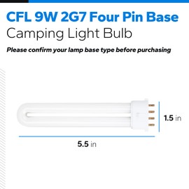 9W 2G7 Base Fluorescent Light Bulb, Replacement for Satco S8366, Kandolite 96500, Coleman Lantern, Rayovac F9w-2, CF10DS/E/841 | 4 Pin, 4000K, 600 Lumens