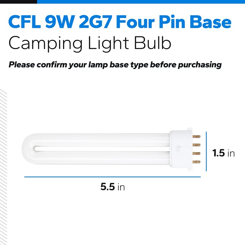 9W 2G7 Base Fluorescent Light Bulb, Replacement for Satco S8366,