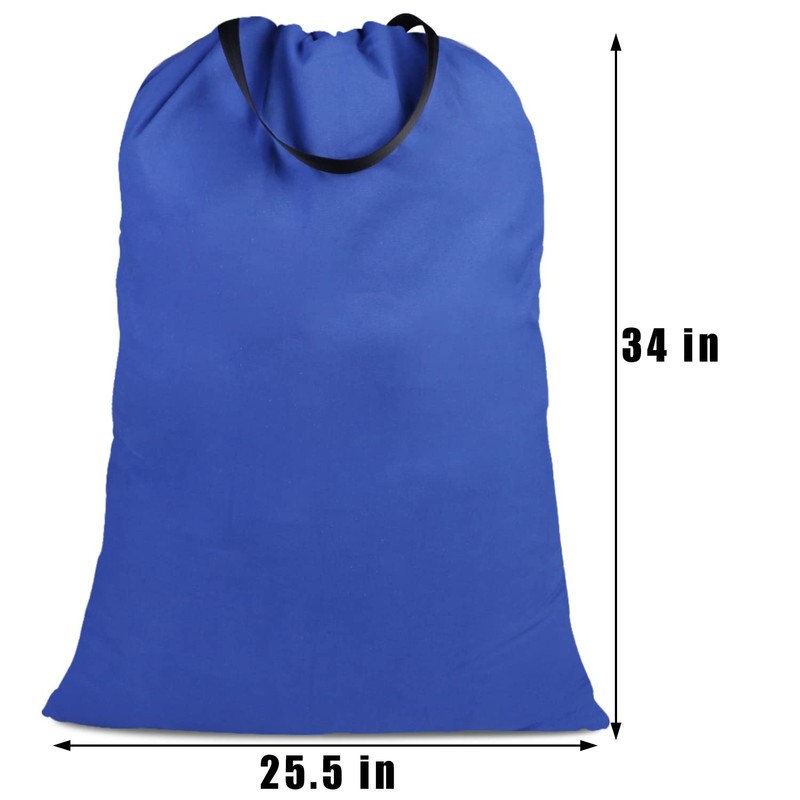 SANFERGE Cotton Canvas Laundry Bag with Handles & Drawstring Straps,