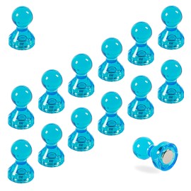 The Magnet Shop Magnetic Push Pins Small Neodymium Skittle Pin Magnets - Perfect for Maps, Whiteboards, Memos, Fridges, Home, School and Office (Blue, Small (14 Pins))