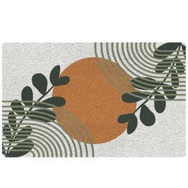 RYYCDOI Abstract Boho Terracotta Sun Door Mat, Mid Century Modern Boho Botanical Leaf Arch Line Art Welcome Mats Doormat for Front Door Porch Indoor Outside Entrance Entryway, Sun Bath Mat, 17x30 Inch