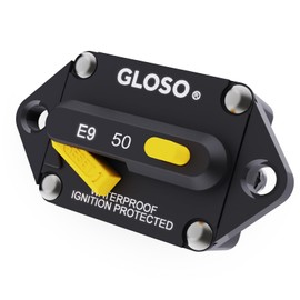 GLOSO Circuit Breaker 50A Marine Panel Mount Automotive RV E9F 90° (1/4" Stud, 50 Amp)
