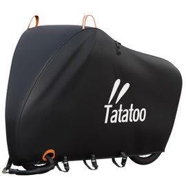Tatatoo Bicycle Cover, 2023 Model, 4 Buckles, All Weather, Thick, Tear-Resistant, Waterproof, Rain and Windproof, UV Protection, Dustproof, Anti-Theft Eyelets, Front and Rear Handle, Fits Vehicles Up