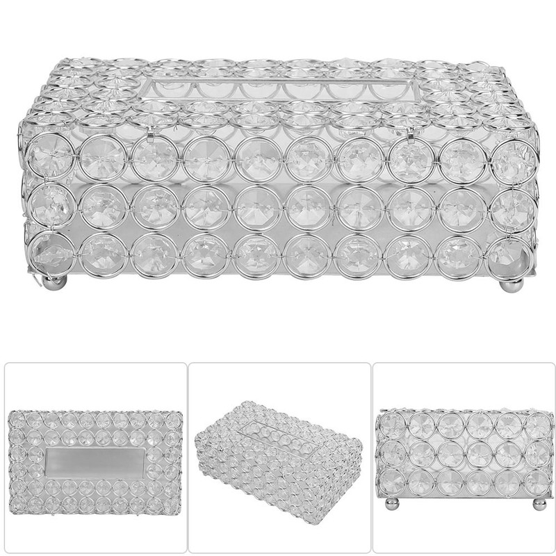 Rectangular Artificial Crystal Tissue Box Cover Tissue Paper Storage Holder
