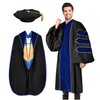 YIIOSS Unisex Deluxe Doctoral Graduation Gown with Tam 8-Sided Package