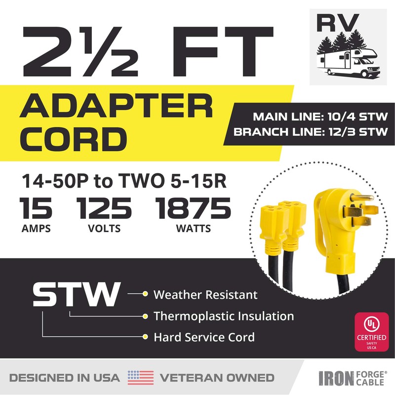 Iron Forge Cable RV Cord, Female Generator and RV Electrical
