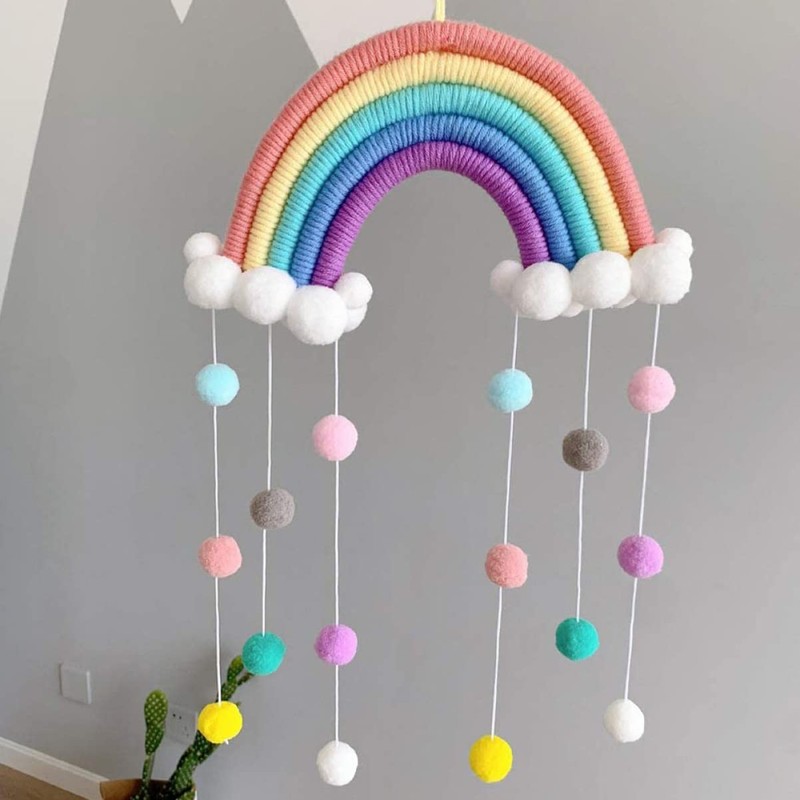 ORFOFE Hanging Rainbow Cloud Raindrops Decor for Bedroom Wall Pendant