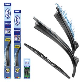 alca® Windscreen Wiper Set with Rear Wiper Suitable for Peugeot Partner (05.2008-10.2024) Super Flat Bar Wiper Front and Rear Wiper