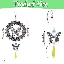 Garden Wind Spinner, 3D Wind Spinner, Garden Winds Spinners with Butterfly Design, Hanging Outdoor Kinetic Winds Spinners for Yard, Patio, Balcony Decoration