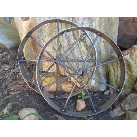 2) 18" steel ornamental Iron Wagon Wheel western rustic art metal Barbecue pit