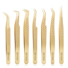 Eyelash Tweezers for Lash Extensions (Set of 7), Professional Lash Extension Tweezers Kit, Lash Tweezers for Mega Volume, Isolation & Classic False Lashes, Lash Artist Supplies