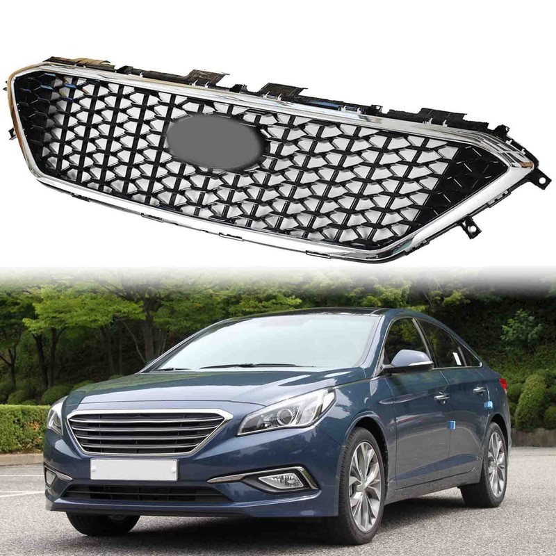 munirater Front Upper Grille Chrome Honeycomb W/O Radar Hole Replacement