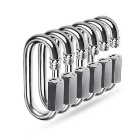 Ekunbuy Quick Link, 304 Stainless Steel D Shape Locking Carabiner Keychain Buckle for Hiking Gym Set of 6