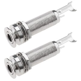 EMSea Cylinder End Pin Output Socket 1/4 Inch 6.35 mm Stereo Barrel End Pin Jack Socket for Guitar Bass Instruments Accessories Silver Pack of 2