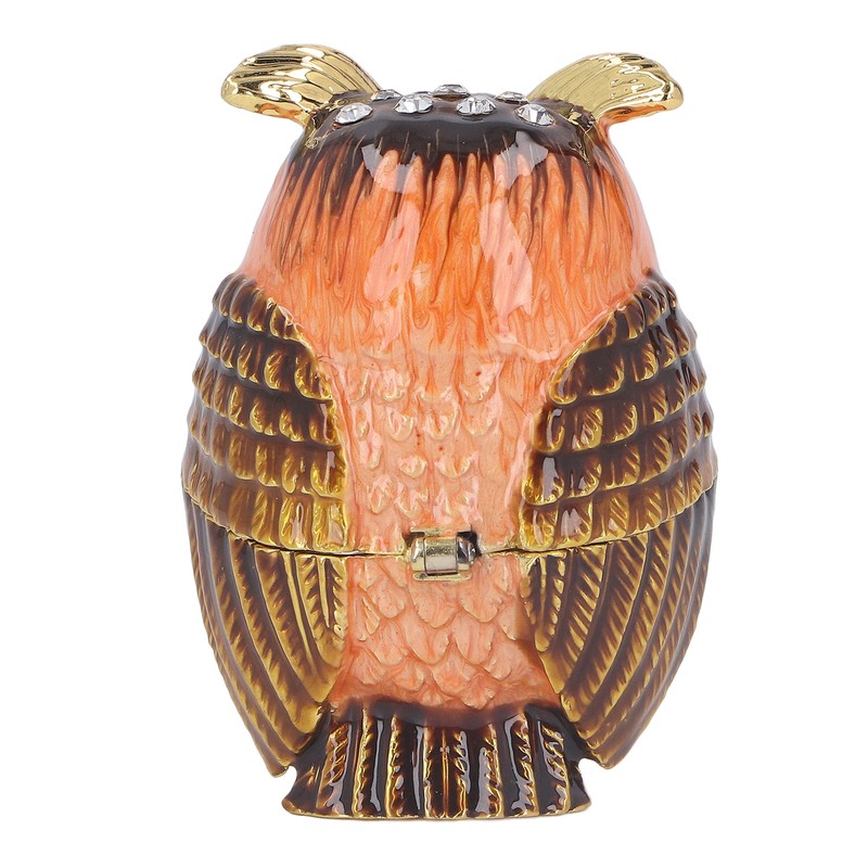 Owl Trinket Box Cute Appearance Brown Metal Jewelry Box for
