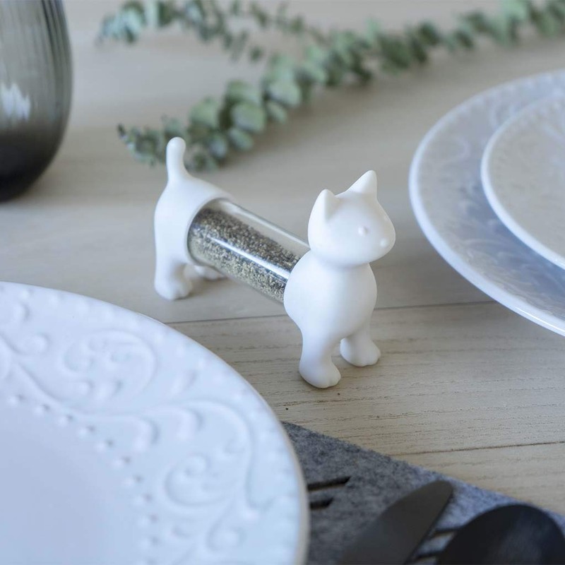 balvi Toothpick Dispenser and Salt and Pepper Shakers CAT White