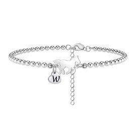 Casxyue Horse Gifts For Girls Horse Bracelets With Initial Letter Silver Horse Bracelet For Women Horse Jewellery Horse Lover Christmas Gifts (W)