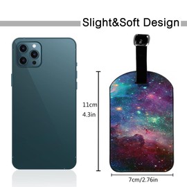 Zoczos Rainbow Galaxy Space Leather Luggage Travel Bag Tags Cloud Cluster Colorful Interstellar Cosmic Astronomy Luggage Tag Holder Name ID Labels Set for Men Women, 1 Pack