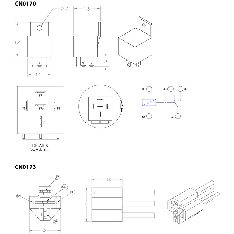 TEMCo 12 V 30/40 Amp Bosch Style S Relay with