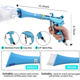 GOCCIDA Tornado Dry Car Cleaning Gun Detailing Interior Dryer Air Blow Gun for Car Detailing Air Gun Car Dust Cleaner Air Compressor Blower Gun with Nozzle and Auto Detailing Dusting Brush