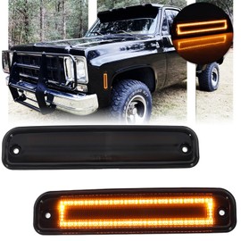 GSOWO 2 PCS Amber LED Side Marker Lights for Chevy & GMC C/K Series C10 C20 C30 K10 K20 K30 C1500 C2500 C3500 K1500 K2500 K3500 R30 V30 R3500 V3500, Front/Rear Smoked Lens Signal Lamps
