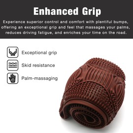 SEGADEN Massage Grip Soft Silicone Car Steering Wheel Cover Universal Anti-Slip Design 13-16 inch Protective Case Brown