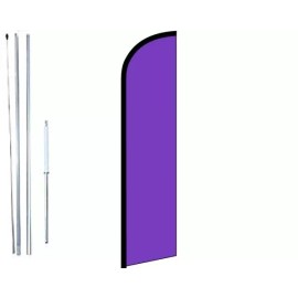 Purple Solid Color Windless  Swooper Flag With Complete Hybrid Pole set