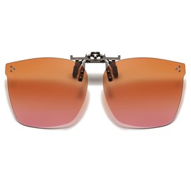 Dooppa Polarized Clip On Sunglasses, UV Protection Clip On Glasses for Women (Yellow Pink)