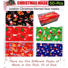 Unbranded 50 Pcs ADULT Patterns Holiday Face Masks in Assorted Festive Shield Patterns