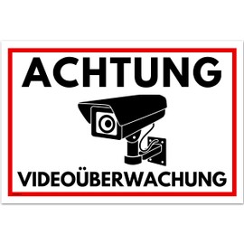 Achtung Videoüberwachung Sign (30 x 20 cm Plastic) - Sign Video Surveillance