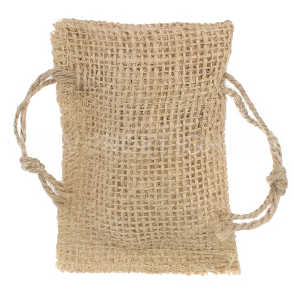 CleverDelights 2" x 3" Burlap Bags with Drawstring - 50 Pack