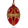 BESTPYSANKY Jeweled White Beads on Glossy Red Glass Egg Ornament