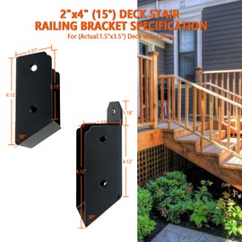 ITeVe.GD 30° Deck Railing Stair Brackets Connectors,Heavy Duty Steel 1.2 inch Thickness Concealed Brackets for 2"x4" (Actual 1.5"x3.5") Wood Posts for Deck Railing、Fence、Porch、Garden Pergola（2 Pair）
