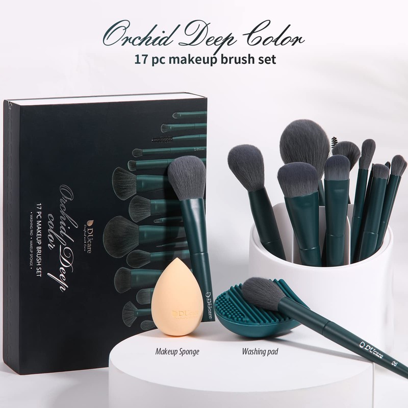 DUcare Makeup Brush Set 17 Pieces with Brush Cleaning Mat