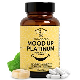 Metilfolato y Triptófano con L-Teanina para Equilibrio Emocional | NAC, SAMe, 5-HTP y Vitaminas Clave | Suplemento Diario para Bienestar Mental y Enfoque diario | Mood Up Platinum | Homodeus