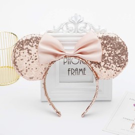 DRESHOW 2 Pack Mouse Ears Bow Headbands Glitter Party Decoration Cosplay Costume for Women