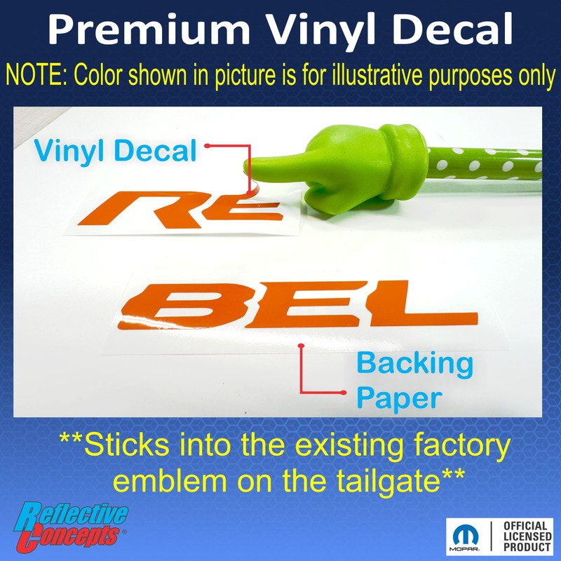 Reflective Concepts Rebel Tailgate Emblem Inlay Decal Sticker - 2019-2025