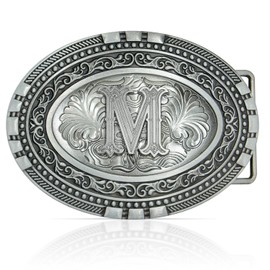 Belt Buckles Men Western Cowboy - Silver Belt Buckle Cowboy Belt Buckle for Woman, Initial Country Belt Buckle Men Cowboy Buckle Cowgirl Belt Buckle Western Belt Buckle for Men Women Boys Girls, M